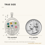 Sterling Silver/Rhod-plated 6 Birthstone with 14k Bezel Family Pendant view 4