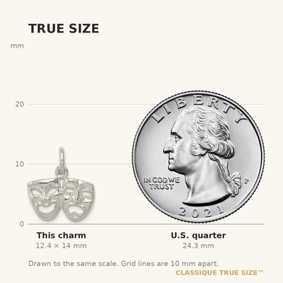 Sterling Silver Comedy/tragedy Charm, 14 x 17mm