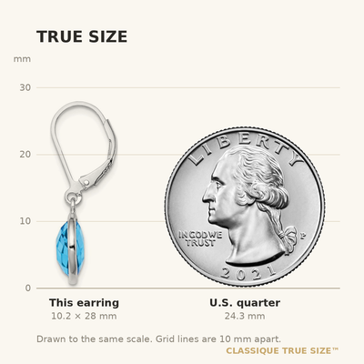 Sterling Silver Rhodium-plated Blue Topaz Earrings, 28 x 11mm