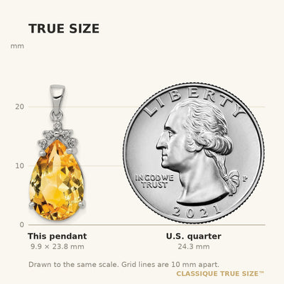 14K White Gold Pear Citrine & Diamond Pendant