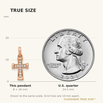 14K Rose Gold Small 1/. Diamond Latin Cross Pendant
