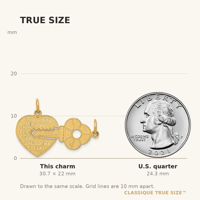 14K Polished 2 Piece Break Apart HE Who Holds The Key Charms, 22 x 32mm