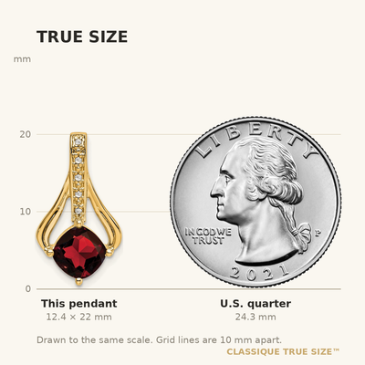 14K Garnet and Diamond Pendant, 22 x 12.4mm