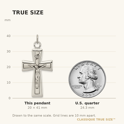 Sterling Silver Inri Crucifix Pendant, 41 x 20mm