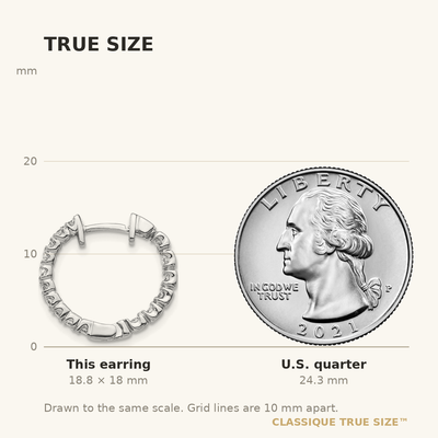 14K White Gold VS Diamond Earring, 18 x 3mm