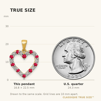 14K Diamond and .35 Ruby Heart Pendant