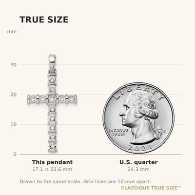 14K White Gold Latin Cross Pendant Mounting, 33.6 x 17mm