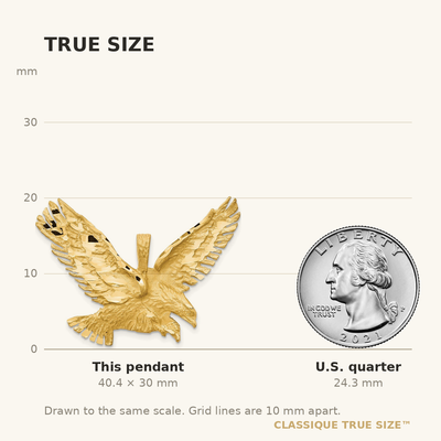 14K Eagle Pendant, 30 x 39mm