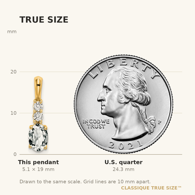 14K Oval White Topaz and Diamond Pendant, 19 x 5mm