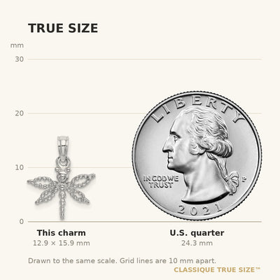 14K White Gold 2-D Mini Dragonfly w/Cut-out Wings Charm