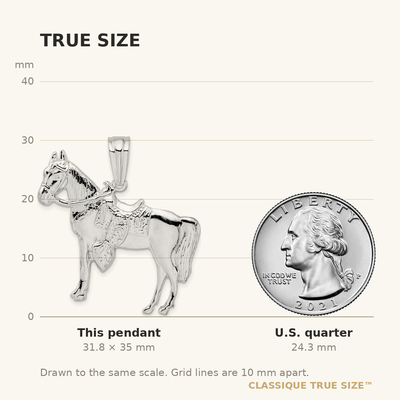 De-Ani Sterling Silver Rhodium-Plated Polished Horse with Saddle Pendant