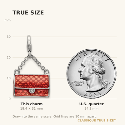Amore La Vita Sterling Silver Rhodium-plated Polished 3-D Enameled with Swarovski Crystal Purse Charm with Fancy Lobster Clasp
