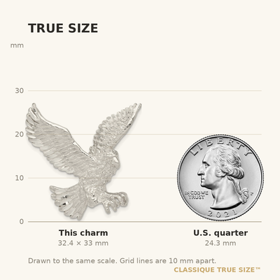Sterling Silver Eagle Charm, 33 x 30mm