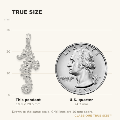 De-Ani Sterling Silver Rhodium-Plated Polished 3D Seahorse Pendant