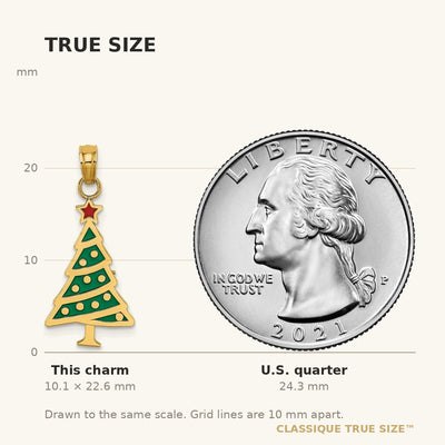 14K Enamel Green Christmas Tree w/ Red Star Charm