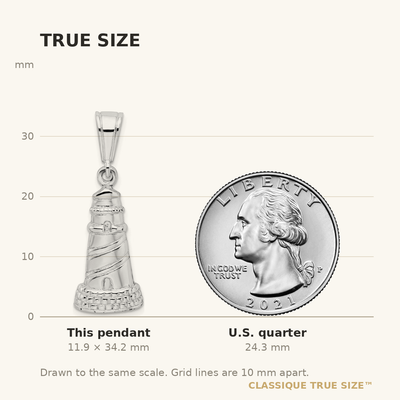 De-Ani Sterling Silver Rhodium-Plated Polished and Textured Lighthouse Pendant