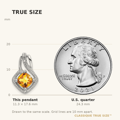 14K White Gold Citrine and Diamond Pendant, 17.6 x 11.4mm