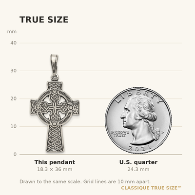 Sterling Silver Antiqued Celtic Cross Pendant, 36 x 19mm