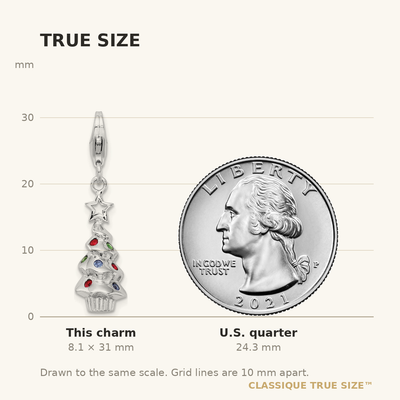 Amore La Vita Sterling Silver Rhodium-plated Polished 3-D Multi-colored Glass Stone Tree Charm with Fancy Lobster Clasp