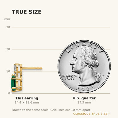 14K Polish Diamond and Lab Created Emerald Twisted Post Earrings