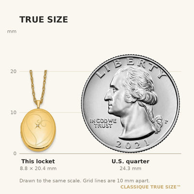 1/20 Gold Filled Diamond in Heart Oval Locket Necklace