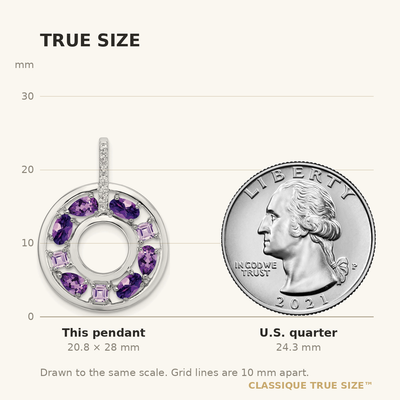 Sterling Silver Rhodium-plated Amethyst and CZ Circle Pendant