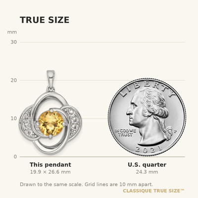 Sterling Silver Rhodium-plated Polished Checker-cut Round Citrine and White Topaz Pendant