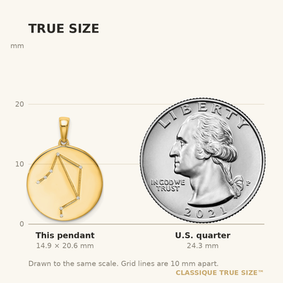 Sterling Silver Gold-plated & CZ Libra Zodiac Pendant
