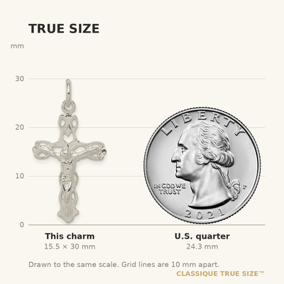 Sterling Silver Crucifix Charm, 30 x 16mm