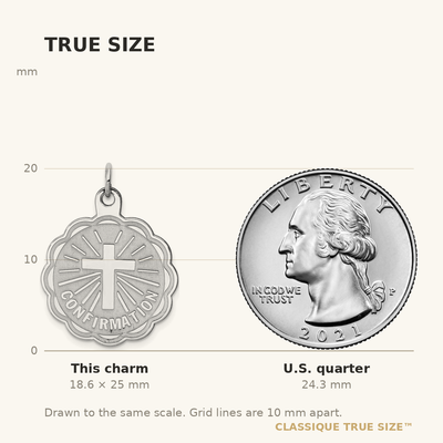 Sterling Silver Rhodium-plated Confirmation Disc Charm, 25 x 23mm