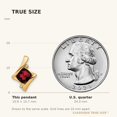 14K Garnet and Diamond Pendant, 15.7 x 11.1mm