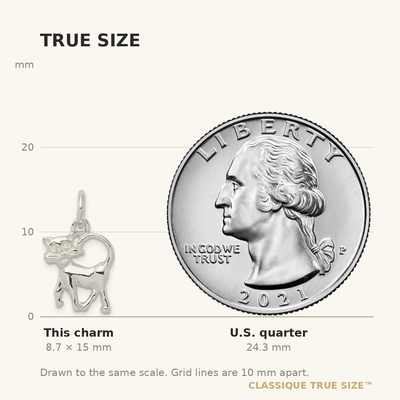 Sterling Silver Cat Charm, 15 x 13mm