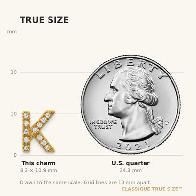 14K Diamond Letter K Initial Charm