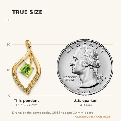 14K Peridot and Diamond Pendant, 24 x 12.75mm