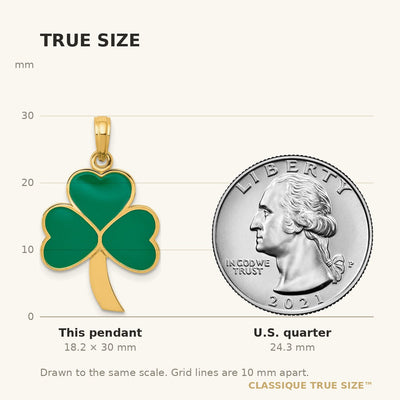 14K Green Enameled Shamrock Pendant