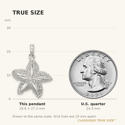 De-Ani Sterling Silver Rhodium-Plated Polished Cut-Out Filigree Starfish Pendant