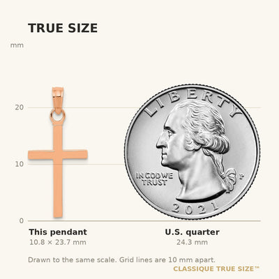 14K Rose Gold Polished Cross Pendant
