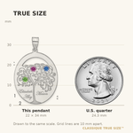Sterling Silver/Rhod-plated 3 Birthstone with SS Bezel Family Pendant view 4