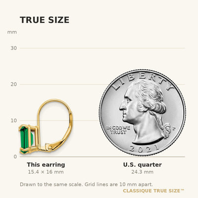 14K Emerald Cut Mount St. Helens Leverback Earrings