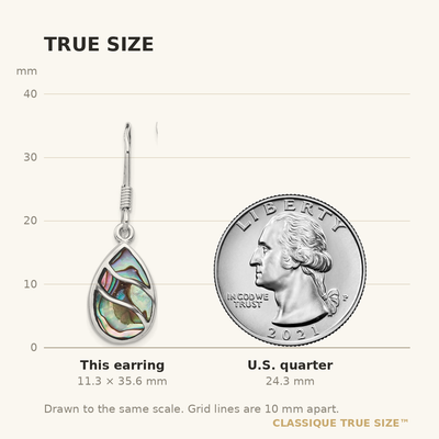 Sterling Silver Rhodium-plated Polished Abalone Teardrop Dangle Earrings, 35.63 x 11.05mm