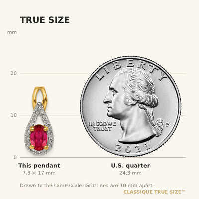 14K Diamond and .50 Oval Ruby Teardrop Halo Pendant