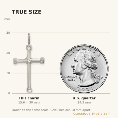 Sterling Silver Cross Charm, 30 x 15mm