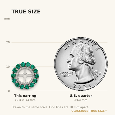 Sterling Silver Rhodium Diam. & Created Emerald Earring Jacket, 13 x 13mm