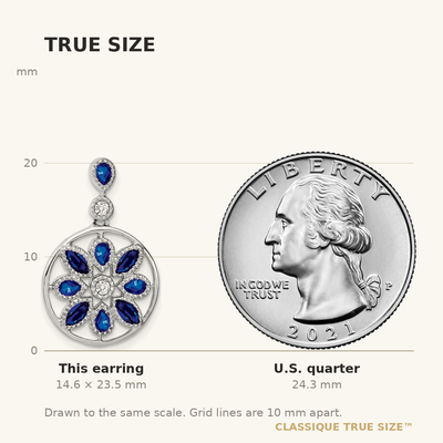 14K White Gold Sapphire and Diamond Floral Dangle Earrings