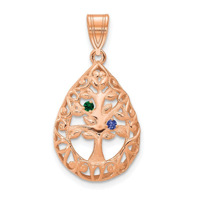 14K rose gold tree of life pendant