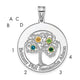 Sterling Silver/Rhod-plated 4 Birthstone with 14K Bezel Family Pendant, 29 x 25mm