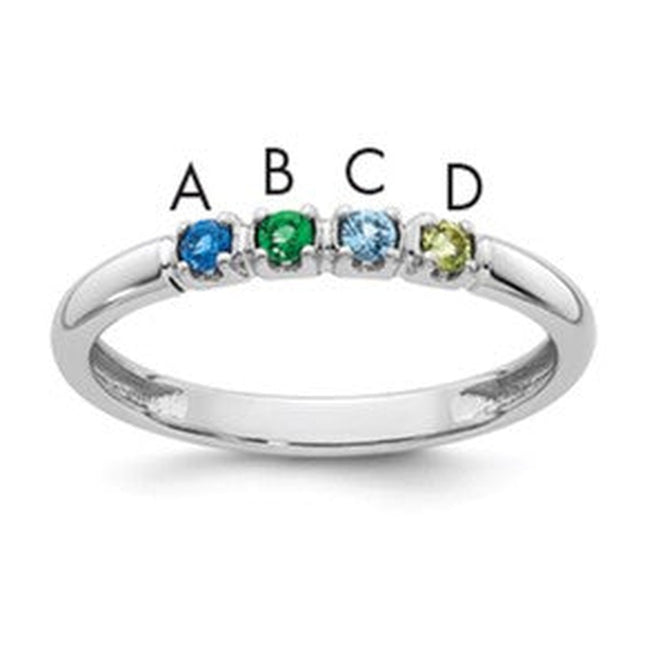 14K white gold birthstone ring, synthetic stone