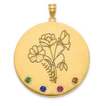 14K Yellow Gold Circle w/4 Birth Flower and Birthstone Pendant view