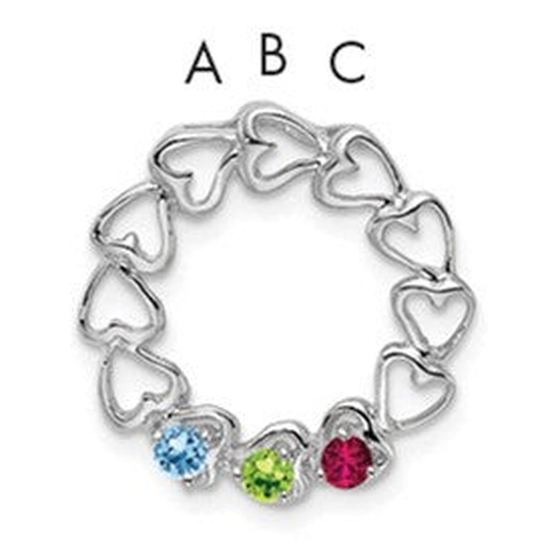 14K white gold family pendant, synthetic stone