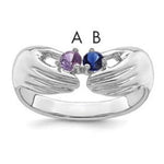 14K White Gold 2 Genuine Stone Family Ring view